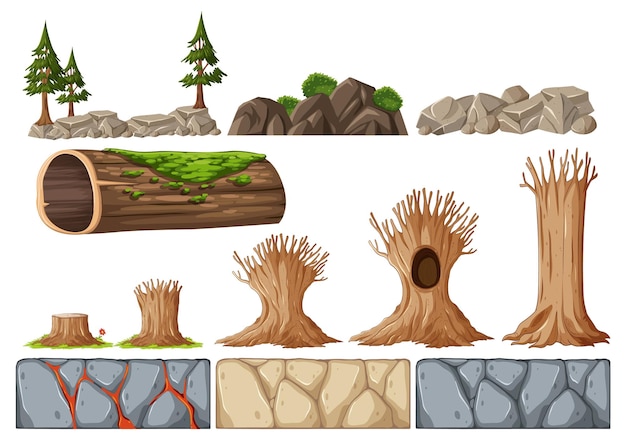 Forest Elements and Textures Vector Set