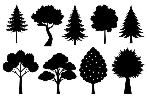 forest tree silhouettes collection pine trees horizontal pattern panorama backgrounds