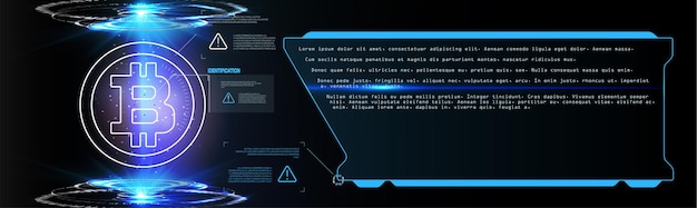 Forex, aktiemarknadshandelsdiagram vektorbanner; abstrakt bakgrund för företagsfinansiering. Kryptovaluta Bitcoin på blå bakgrund Digital webbpengar Modern teknikbanner