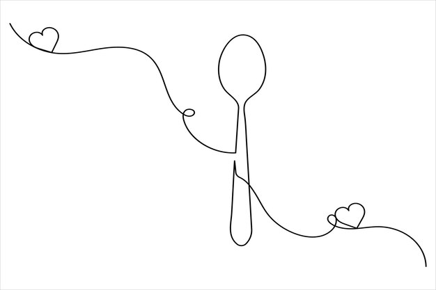 Fork and Knife one line drawing of continuous line vector illustration