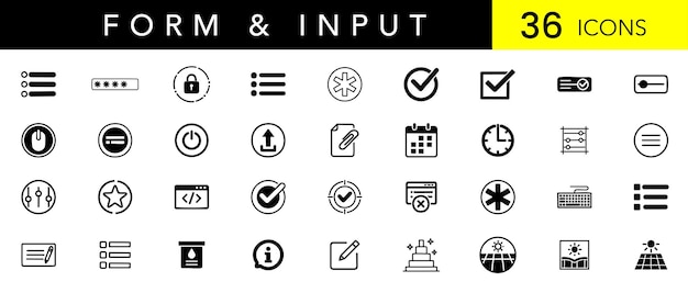 Form amp Input Line Art Icon Set Minimal Outline Vector Icons of Fields Controls and User Interact