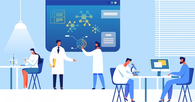 Forskere, der arbejder i laboratoriet, nanoteknologi.