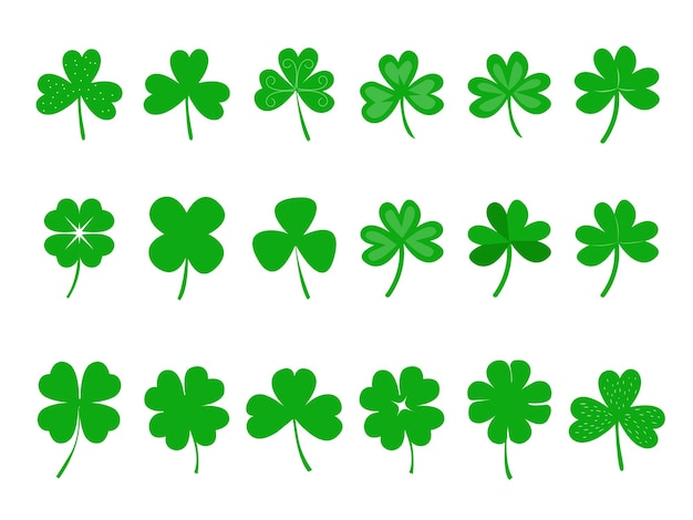 four and tree pointed clover green vector for decoration in st patricks day