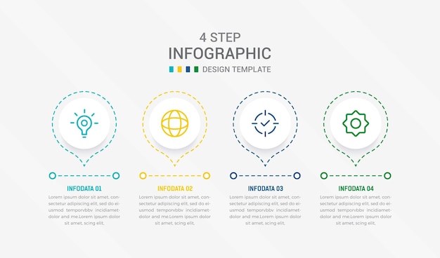 Four Step Infographic element design Vector template for presentation process diagram and presentations step workflow layout banner flow chart info graphic vector illustration