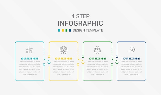 Four Step Infographic element design Vector template for presentation process diagram and presentations step workflow layout banner flow chart info graphic vector illustration