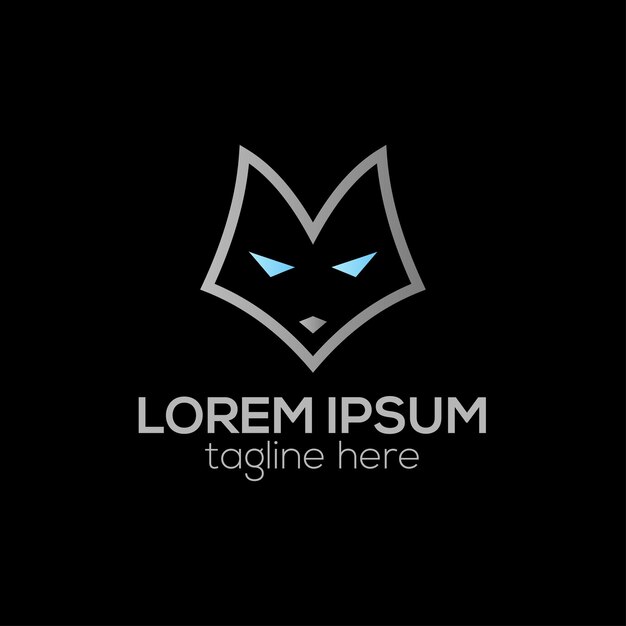 Fox head outline abstract gradient color logo design template illustration