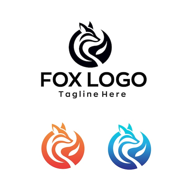 Fox logo fox head design with editable vector file