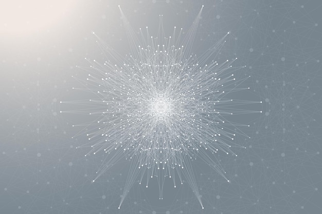 Fractal element with connected lines and dots big data complex particle compounds network connection...