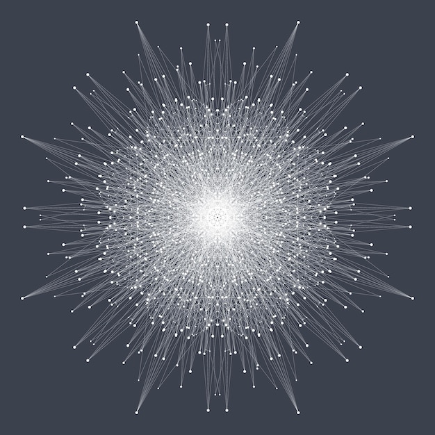 Fractal element with connected lines and dots Digital data visualization minimal array plexus