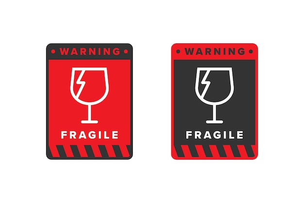 fragile icon sign red color vector design