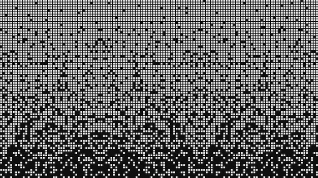 Fragmenteret matrix hvide blokke falder ned på sort baggrund Det ligner en diskdefragmentering