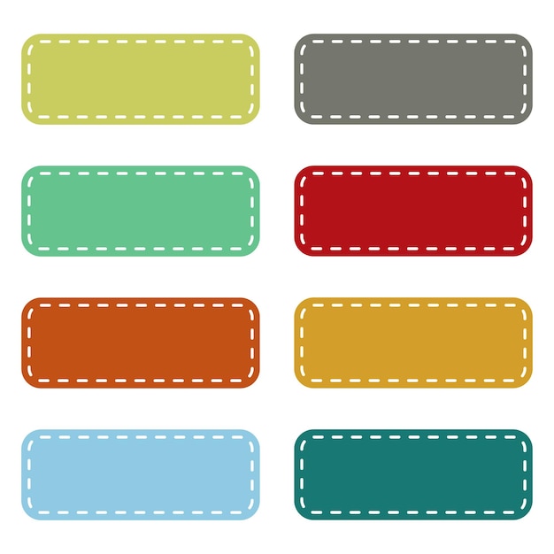 Frame design Set of Rectangular label tag with stitched lines