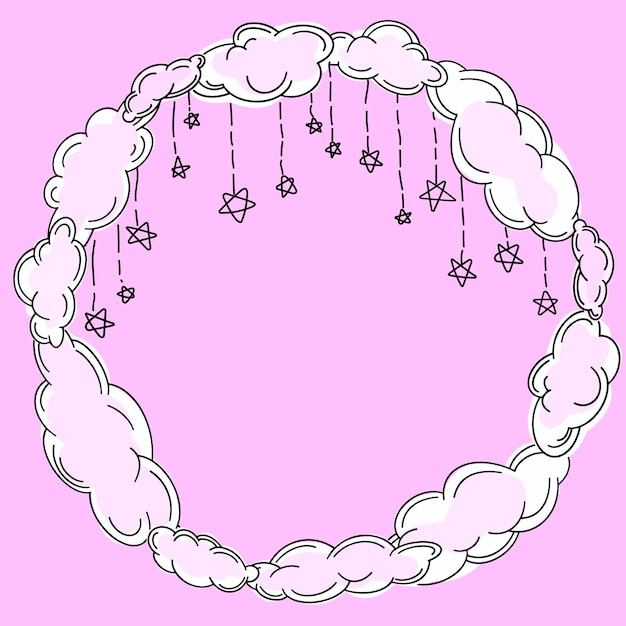 Frame of outline clouds in lineart style Simple vector illustration