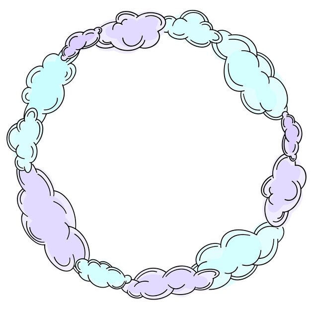 Frame of outline clouds in lineart style Simple vector illustration