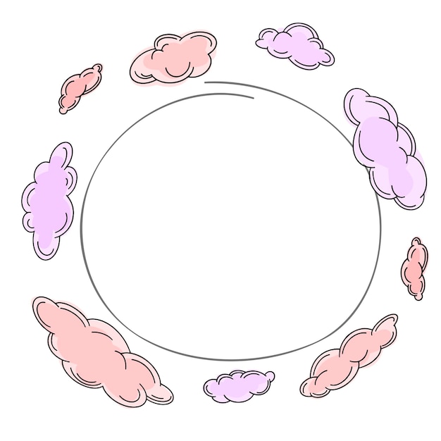 Frame of outline clouds in lineart style Simple vector illustration