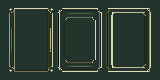 frame set gold geometric borders in art deco style linear radiance rectangular shape collection