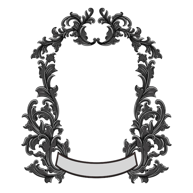 frame vintage border with floral ornament engraving illustration art