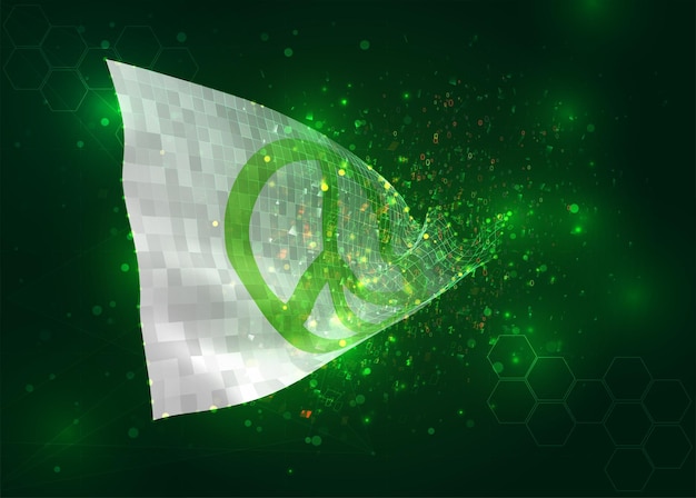 Fred på vektor 3d flag på grøn baggrund med polygoner og datatal