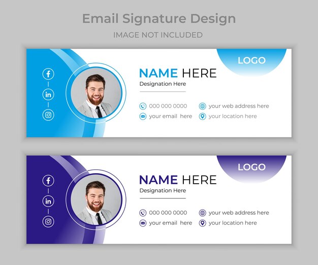 Free vector email signature template design or email footer and personal social media cover design