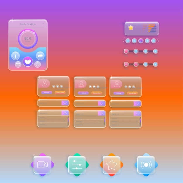 free vector gradient glassmorphism elements set