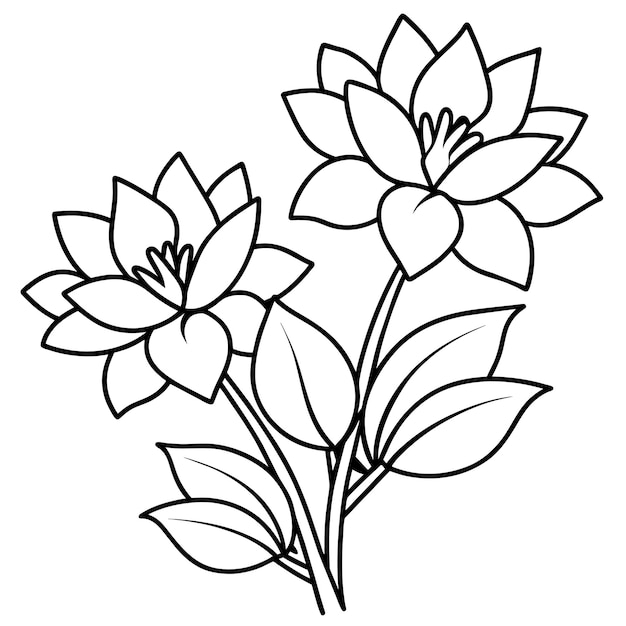 Free vector line art and hand drawing flower art black and white flat design simple flower