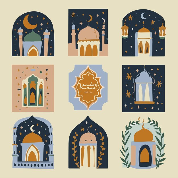 Free vector Ramadan Kareem Islamic icon set and ornaments collection