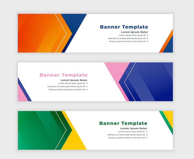 Free vector set of modern business banners with template shape