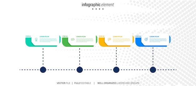 Free vector timeline with dates infographic template