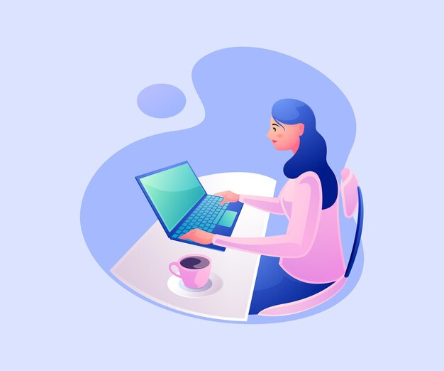 freelancer working on laptop at home