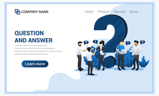 Frequently Asked Question concept with people asking to support center near big question mark symbol. 