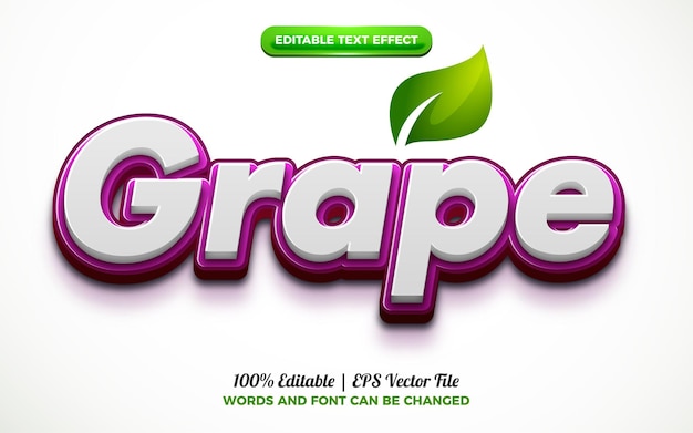 Fresh grape 3d logo template editable text effect style