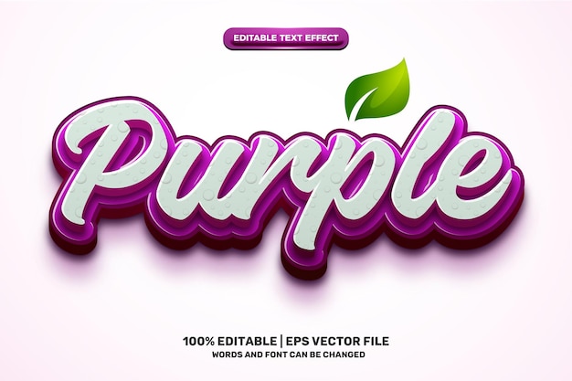 Fresh purple nature 3D logo mock up template Editable text Effect Style