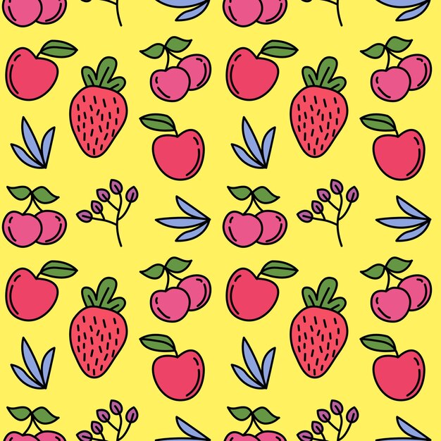 Fresh red fruit seamless vector background