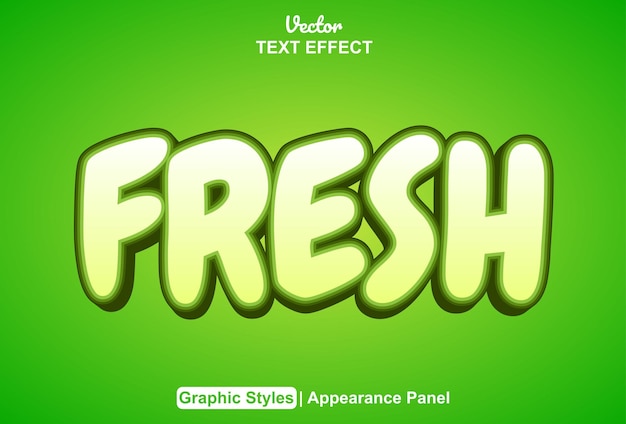 fresh text effect with green color graphic style and editable