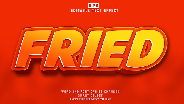 fried 3d editable text effect vector with background