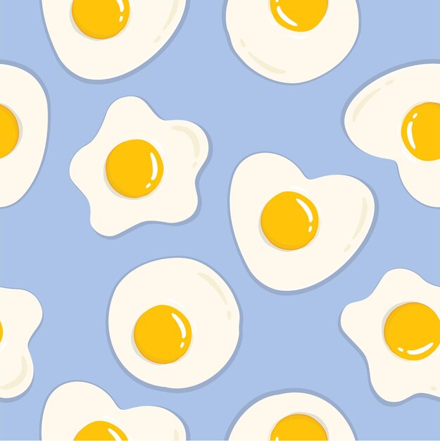 fried egg for breakfast concept seamless pattern
(star, round and heart shape)