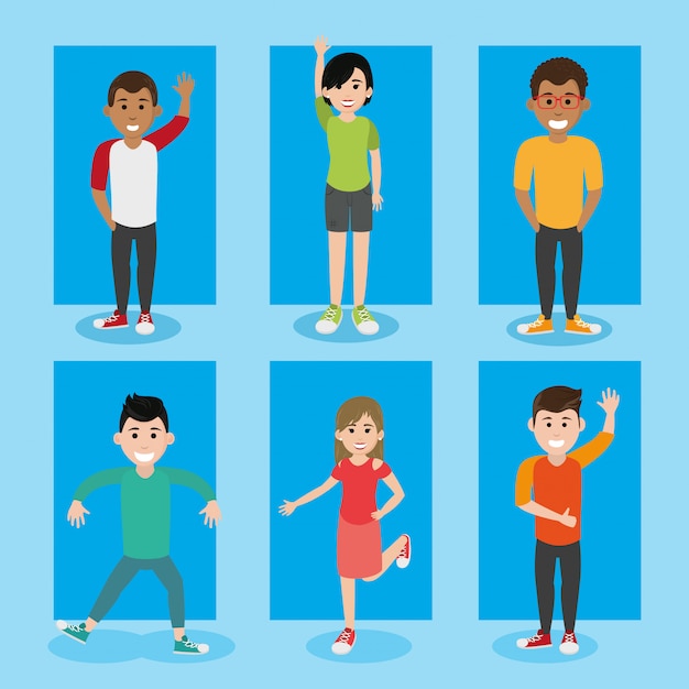 Friends youth happy people cartoon