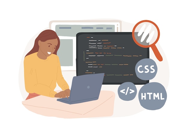 Front end development isolated concept vector illustration Website interface front end developer coding and programming development company web page design user experience vector concept