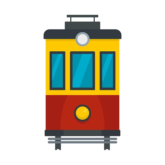 Front view tram icon Flat illustration of front view tram vector icon for web design
