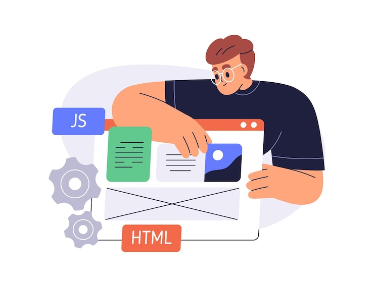 Vektör frontend development concept ui ux designer creating website layout website developer developing website pages digital user interface design flat vector illustration isolated on white background