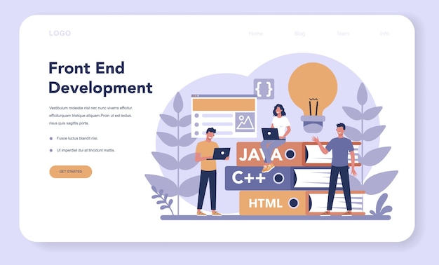 Frontend development web banner or landing page.