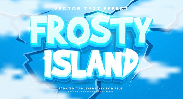 Frosty island editable vector text effect with frozen theme