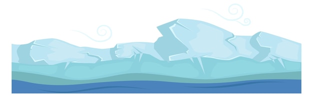 Frozen water surface Cartoon ice ocean waves