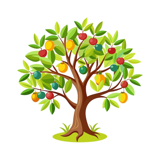 fruit trees flat style vector illustration concepts
