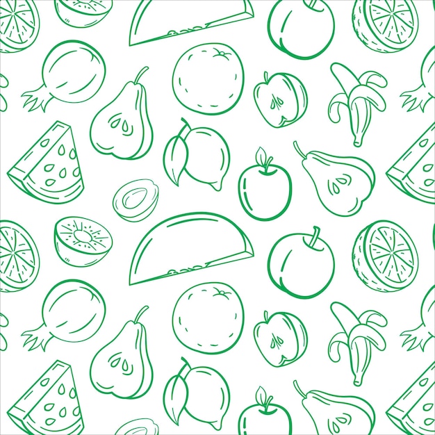Fruits seamless pattern background in line art style