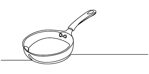 frying pan icon continuous one line drawing vector single line frying pan icon vector background