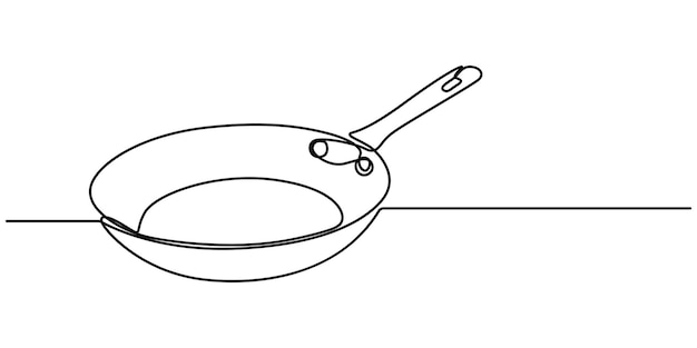 frying pan icon continuous one line drawing vector single line frying pan icon vector background