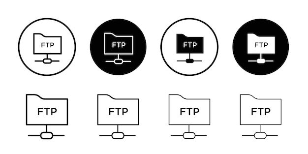 FTP icon Black and white outline vector