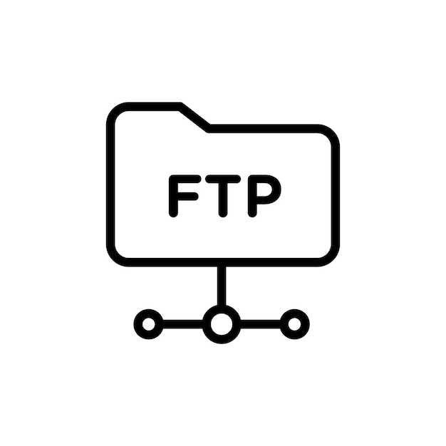 FTP icon set ftp server web connection vector symbol FTP communication protocol sign sftp secure system icon in black filled and outlined style