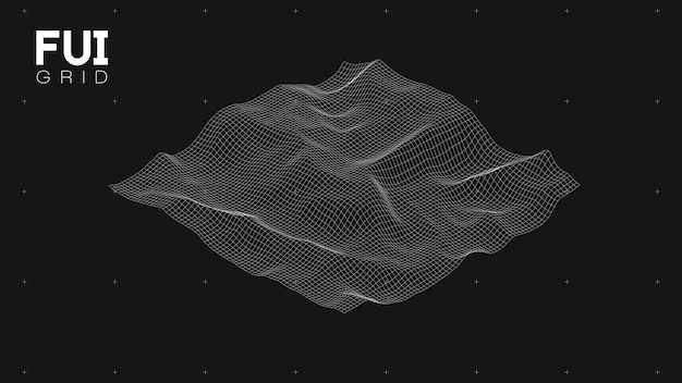 FUI GUI 3D Vector Landscape Scan Grid Abstract futuristic background SciFi HiTech design
